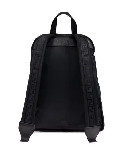 Versace La Medusa Backpack With Jacquard-greca In Black