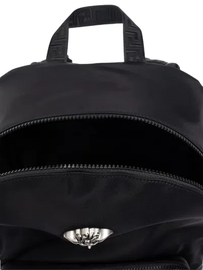 Versace La Medusa Backpack With Jacquard-greca In Black