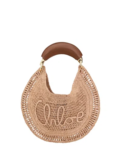 Chloé Summer Banana Leather-trimmed Embroidered Raffia Tote In Neutral
