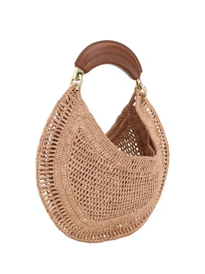 Chloé Summer Banana Leather-trimmed Embroidered Raffia Tote In Neutral