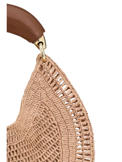 Chloé Summer Banana Leather-trimmed Embroidered Raffia Tote In Neutral