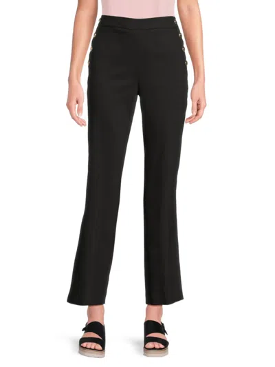 Halston Women's Button Trim Pants In Black