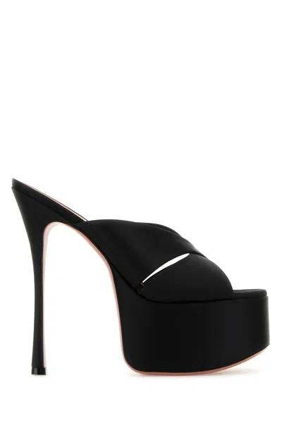Amina Muaddi Salma 60 Satin Slipper With High Thin Heels
