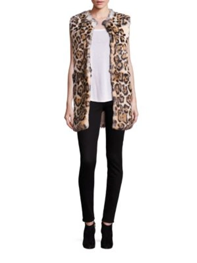 Adrienne Landau Leopard-print Rabbit Fur Vest In Leopard Print