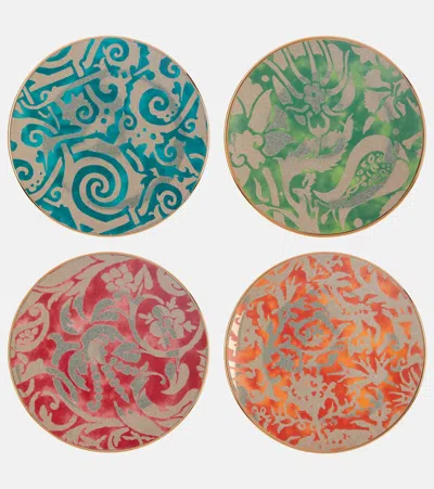 L'objet Fortuny Set Of 4 Earthenware Dessert Plates In Multicolor