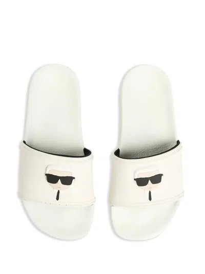 Karl Lagerfeld Ikon Kondo Pool Slides In White
