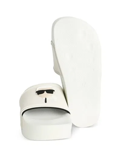 Karl Lagerfeld Ikon Kondo Pool Slides In White