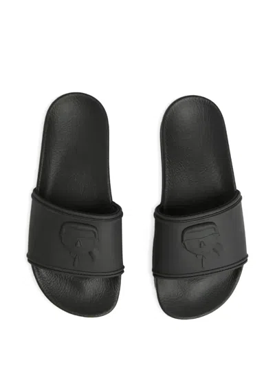 Karl Lagerfeld Ikon Kondo Pool Slides In Black