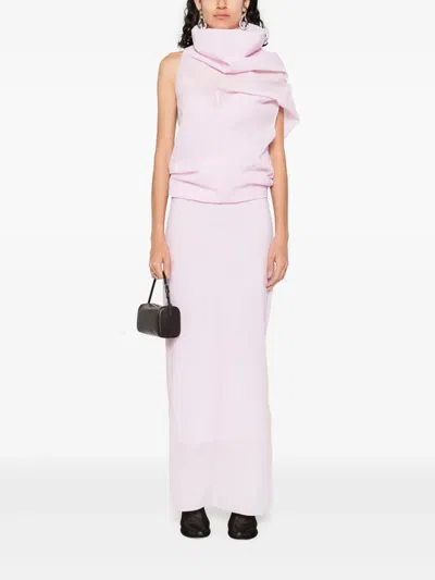 Khaite Jeanty Silk Gauze Midi Dress In Pink