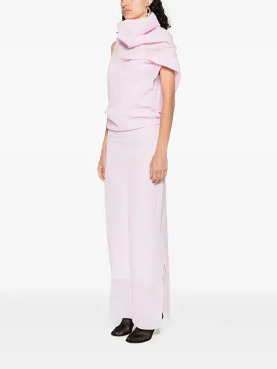Khaite Jeanty Silk Gauze Midi Dress In Pink