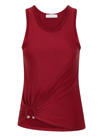 Rabanne Stretch Viscose Top Metal Embellishments In Red
