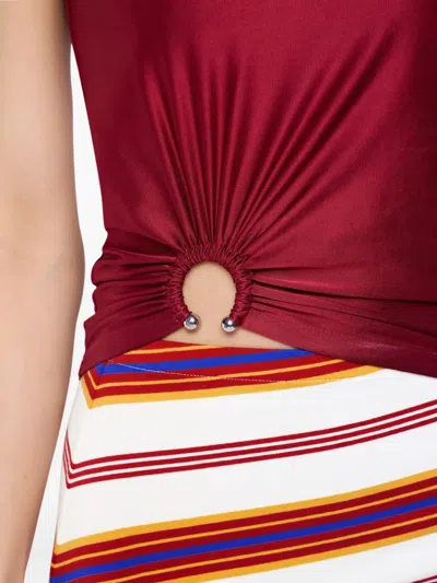 Rabanne Stretch Viscose Top Metal Embellishments In Red