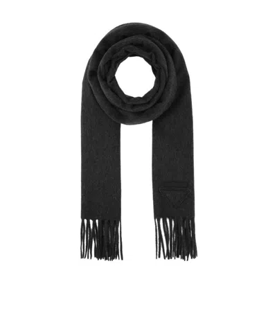 Prada Fringed Hem Twilight Scarf In Blue