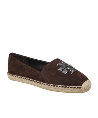 Tory Burch Round Toe Suede Espadrilles With Espadrille Sole In Brown