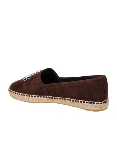 Tory Burch Round Toe Suede Espadrilles With Espadrille Sole In Brown