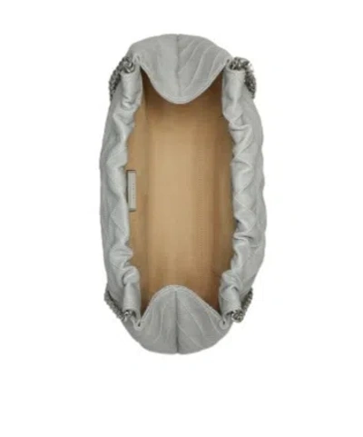 Tory Burch 'fleming' Grey Diamond Quilted Shoulder Bag With Chain-link Handles In Leather Woman