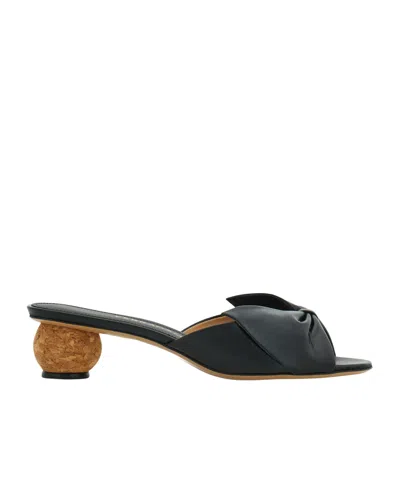 Ferragamo Bulma 45 Spherical Heel Leather Mules