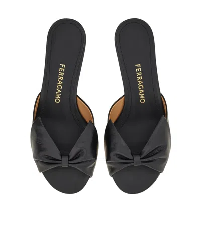 Ferragamo Bulma 45 Spherical Heel Leather Mules