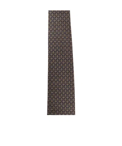 Ferragamo Interwoven Hearts Print Silk Tie In Brown