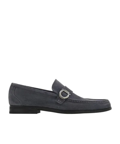 Ferragamo Loafer With Gancini Ornament In Grey