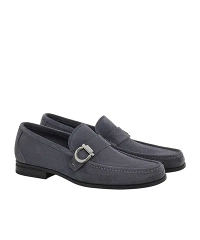 Ferragamo Loafer With Gancini Ornament In Grey