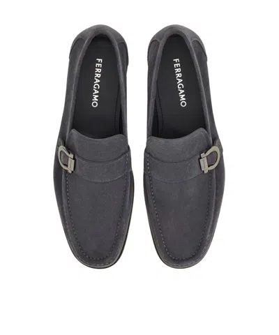 Ferragamo Loafer With Gancini Ornament In Grey