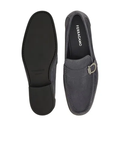 Ferragamo Loafer With Gancini Ornament In Grey