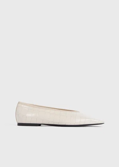 Totême Minimalist Croc-embossed Patent Leather Ballerina Flats
