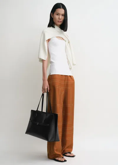 Totême Womens Contrast-stitch Silk Pyjama-style Bottoms Terracotta