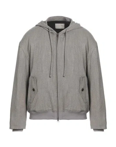 Amomento Man Jacket Grey Size L Polyester, Wool, Rayon, Polyurethane