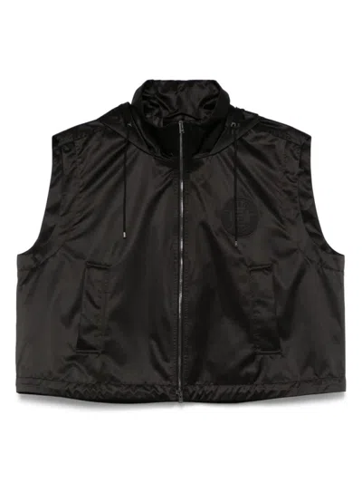 Fendi Hooded Zipped Vest In Black