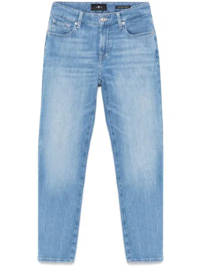 7 For All Mankind Calie Straighnt Cropped Jeans In Blue