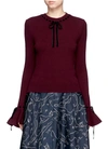ROKSANDA 'Heanor' contrast velvet bow wool-cashmere sweater