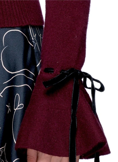 Shop Roksanda 'heanor' Contrast Velvet Bow Wool-cashmere Sweater