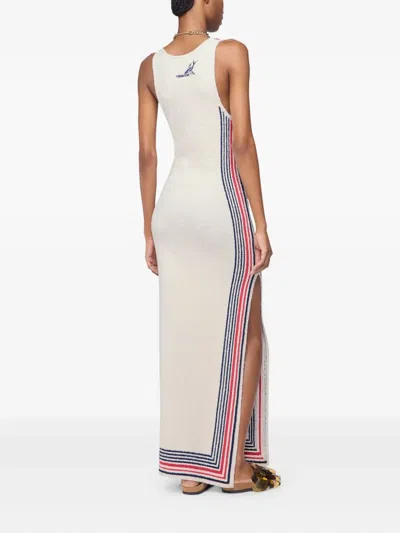 Rabanne Scoop-neck Stripe Button-side Maxi Dress
