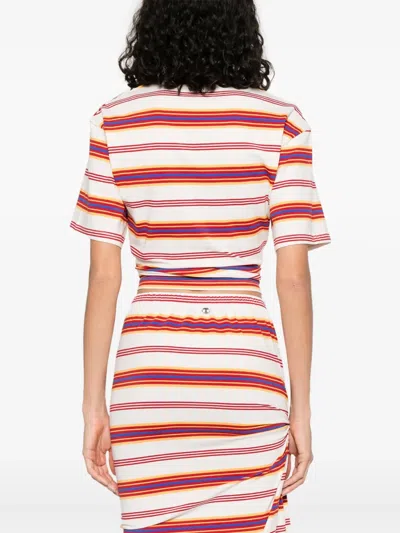 Rabanne Embellished Striped Cotton-blend Jersey T-shirt In Multi