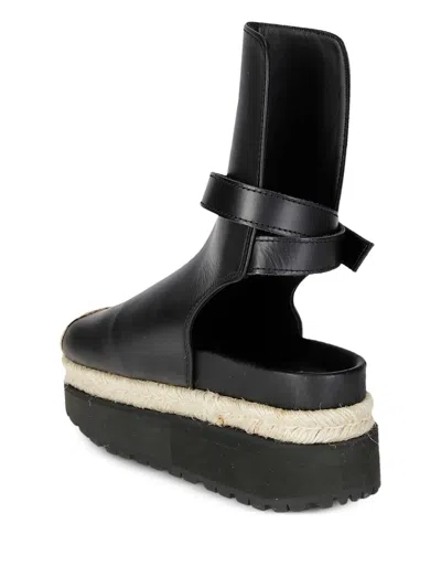 Sacai Woman Ankle Boots Black Size 8 Cow Leather In Black