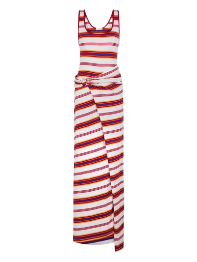 Rabanne Long Striped Maxi Dress With Tie Detail
