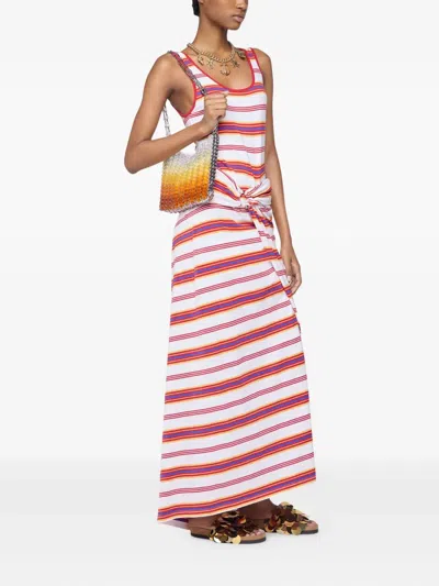 Rabanne Long Striped Maxi Dress With Tie Detail