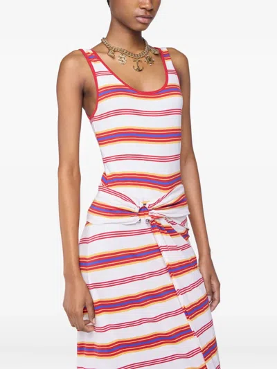 Rabanne Long Striped Maxi Dress With Tie Detail