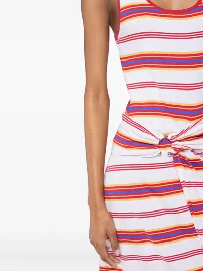 Rabanne Long Striped Maxi Dress With Tie Detail