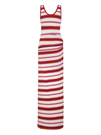 Rabanne Long Striped Maxi Dress With Tie Detail