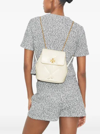 Tory Burch Small Kira Diamond Quilted Leather Backpack In White