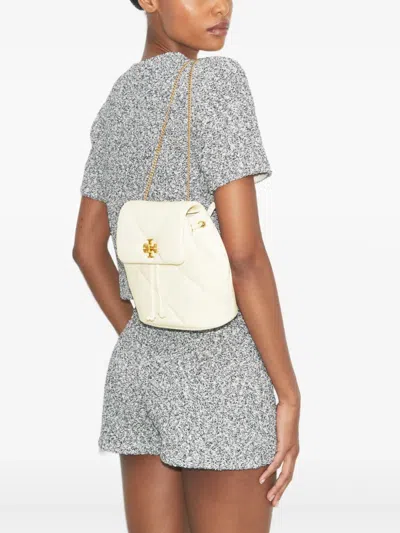 Tory Burch Small Kira Diamond Quilted Leather Backpack In White