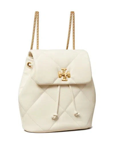 Tory Burch Small Kira Diamond Quilted Leather Backpack In White