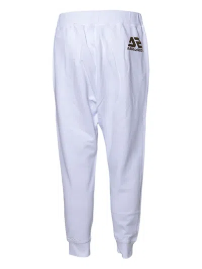 Dsquared2 Tapered-fit White Trousers With Elasticated Waistband And Cuffs In White
