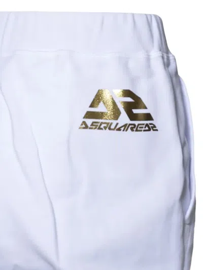Dsquared2 Tapered-fit White Trousers With Elasticated Waistband And Cuffs In White