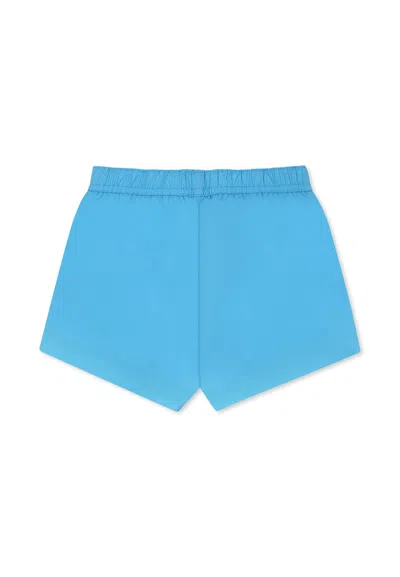 Moschino Light Blue Swimsuit Shorts For Baby Boy With Teddy Bear And Logo