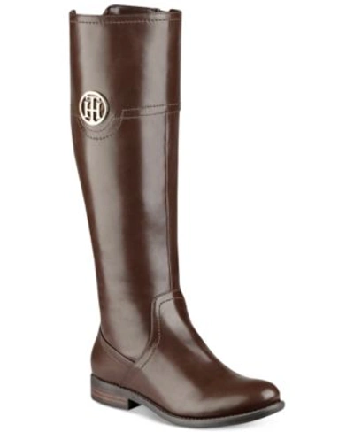 Shop Tommy Hilfiger Silvana Riding Boots In Brown