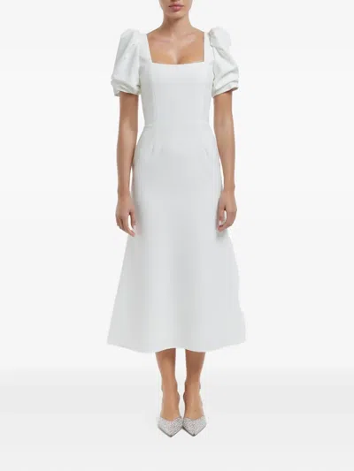 Post Meridiem Godet-silhouette Square-neck Midi Dress
